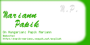 mariann papik business card